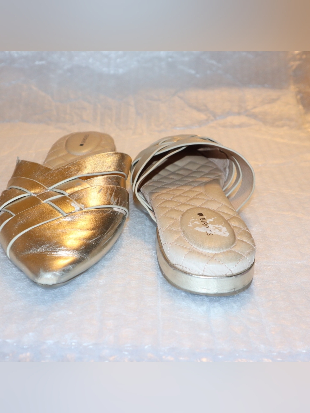 BIRDIES The Dove Mule Gold Crossed Leather Size 8.5 - Picture 11 of 13